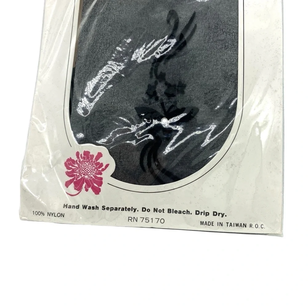 Vintage Yoffi Black Nylon Stockings Pantyhose Butterfly Whimsigoth